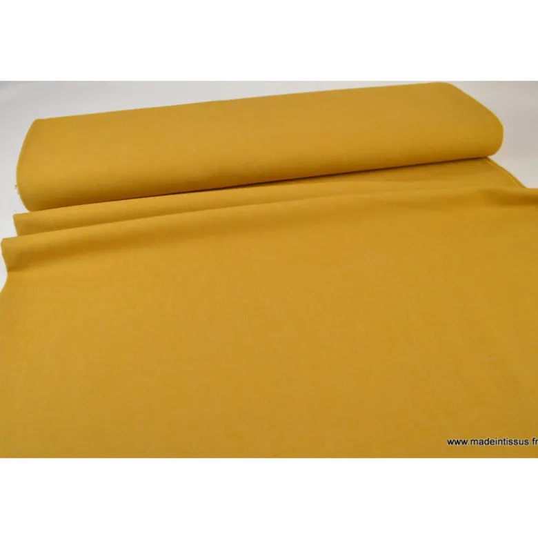 Tissu jean stretch coloris moutarde