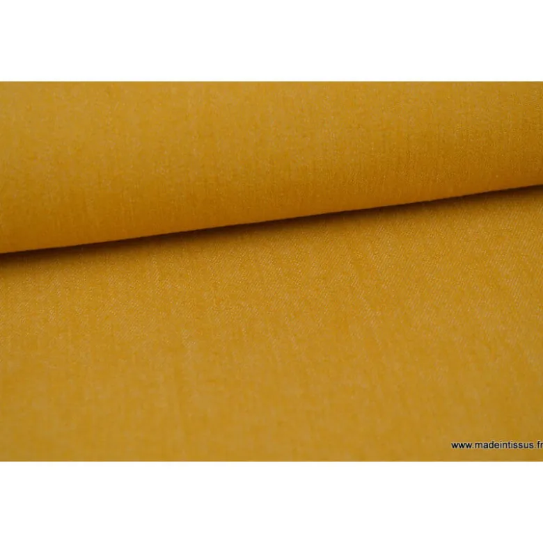 Tissu jean stretch coloris moutarde