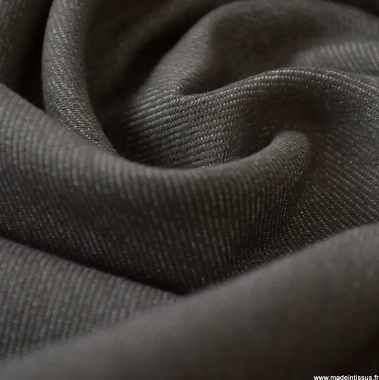 Tissu jean stretch coloris Taupe
