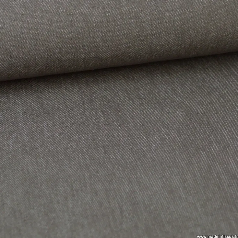 Tissu jean stretch coloris Taupe