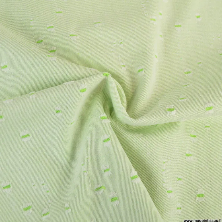 Tissu jean vert anis Fantaisie troué