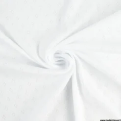 Tissu jersey ajouré maille pointelle coloris Blanc - OEKO TEX