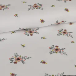 Tissu Jersey Bio motif fleurs fond blanc - Poppy