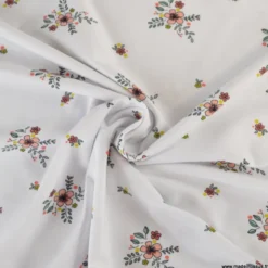 Tissu Jersey Bio motif fleurs fond blanc - Poppy