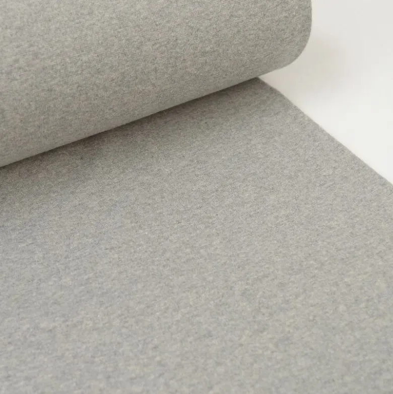 Tissu jersey Bord-cote anthracite gris chiné