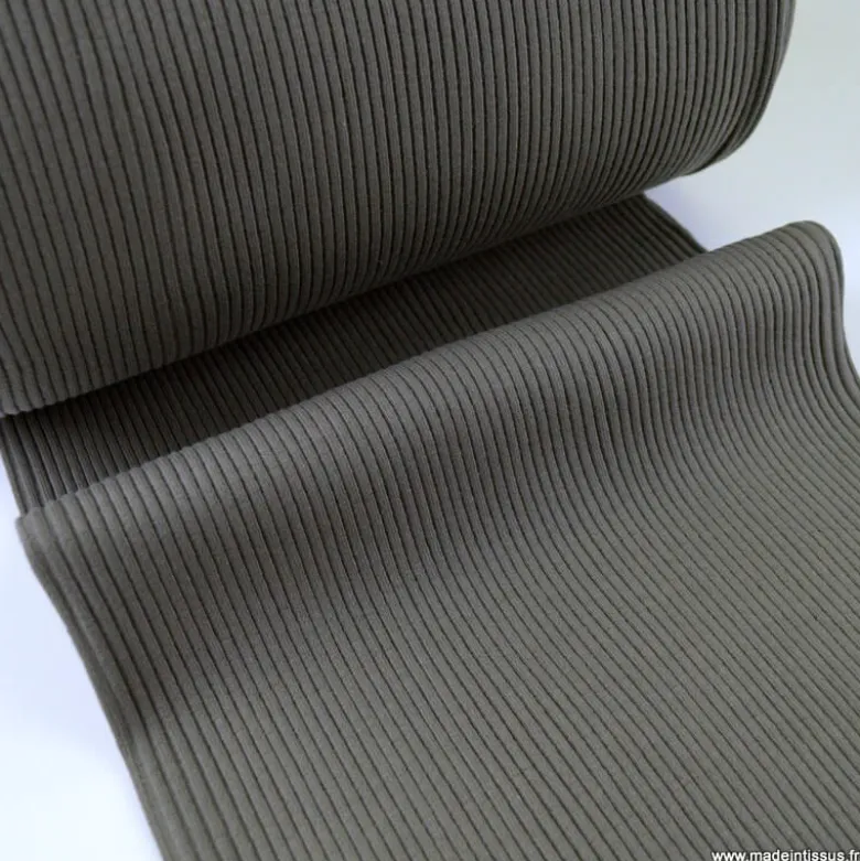 Tissu jersey Bord-côte Tubulaire côtelé Taupe - oeko tex