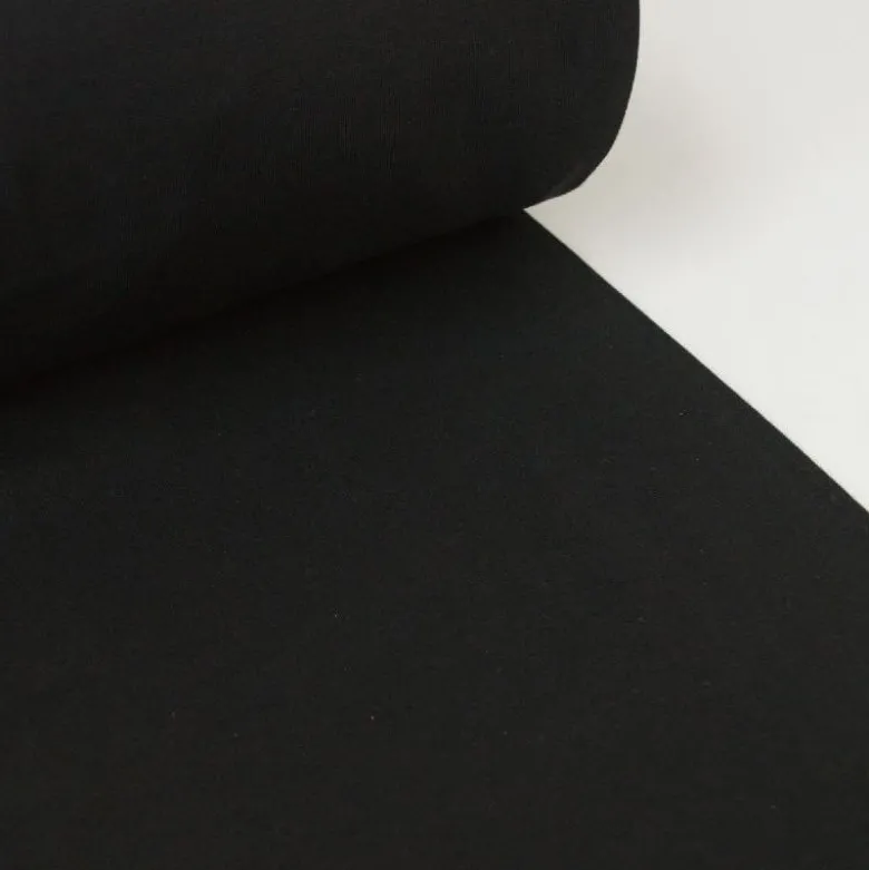 Tissu jersey Bord-côte Tubulaire Noir