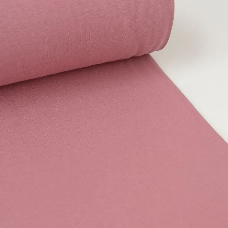 Tissu jersey Bord-côte Tubulaire Rose fané