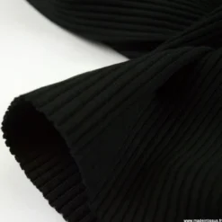 Tissu jersey Bord-côte Tubulaire côtelé Noir - oeko tex