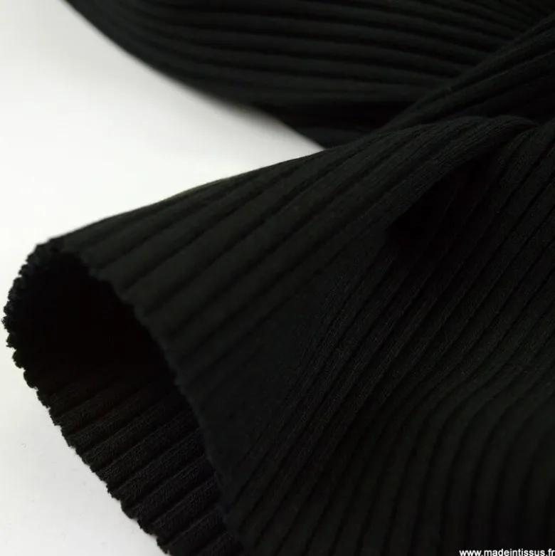Tissu jersey Bord-côte Tubulaire côtelé Noir - oeko tex