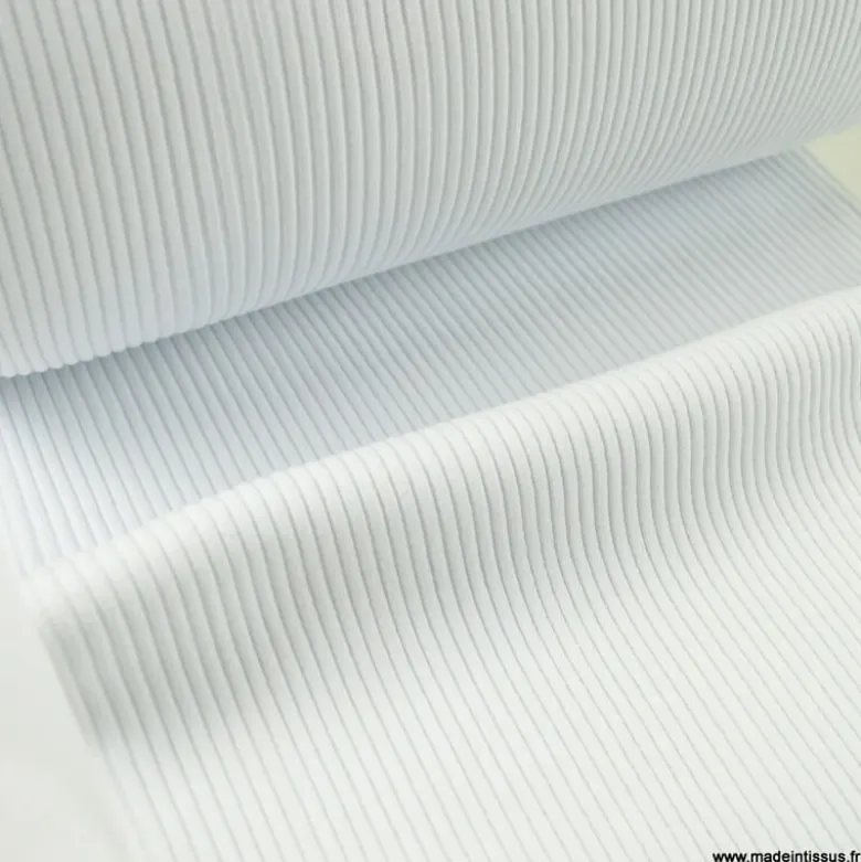 Tissu jersey Bord-côte Tubulaire côtelé Blanc - oeko tex