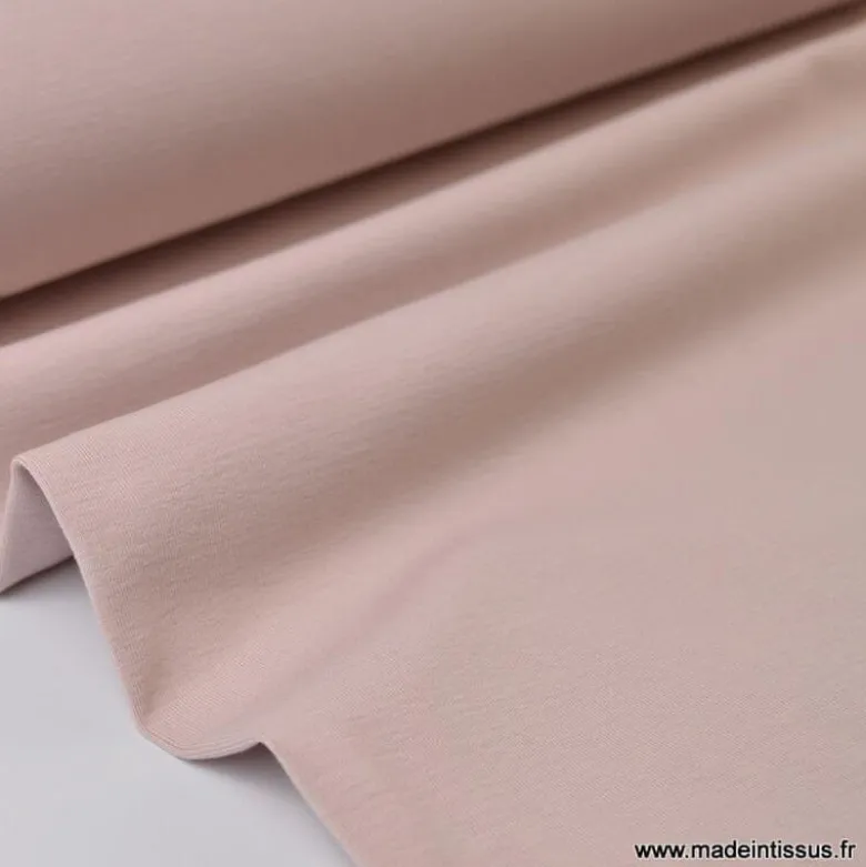 Tissu JERSEY coton elasthanne rose poudré - OEKO TEX