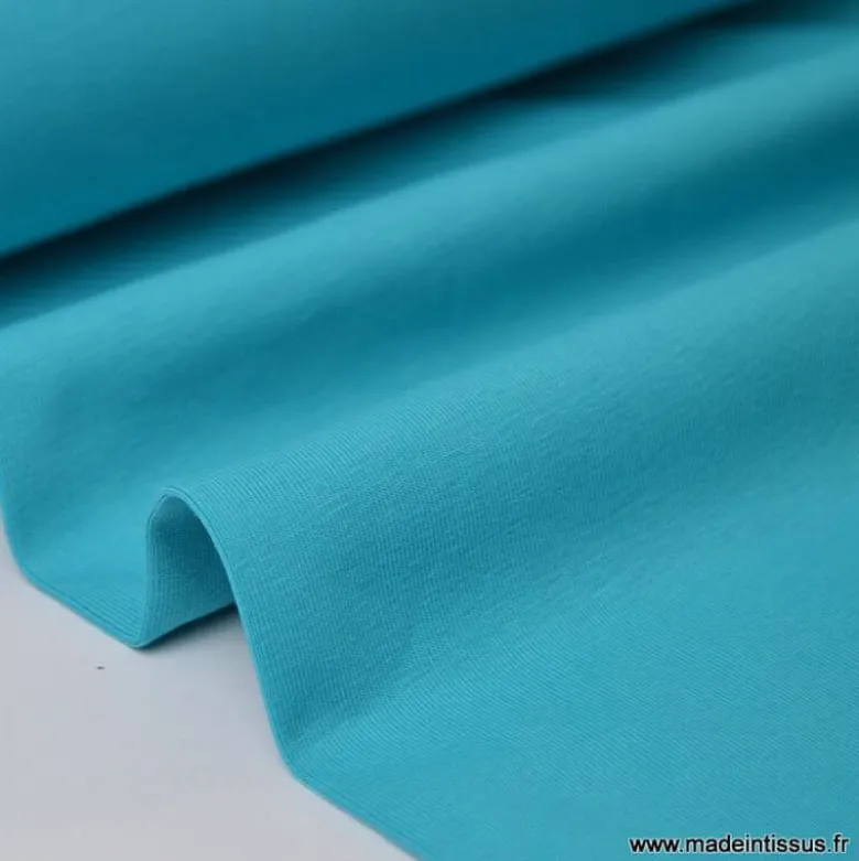 Tissu JERSEY coton élasthanne turquoise - OEKO TEX