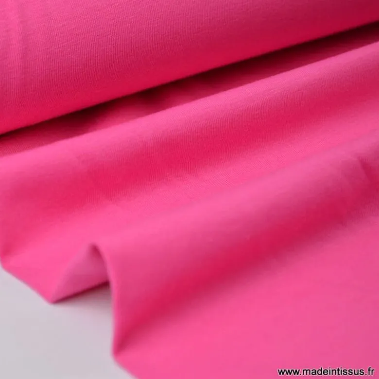 Tissu JERSEY coton élasthanne fuchsia - OEKO TEX