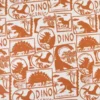 Tissu jersey coton Poppy motif dinosaures camel fond blanc