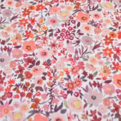 Tissu jersey côtelé motif fleurs automnales roses