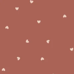 Tissu jersey côtelé motif petits coeurs fond vieux rose - OEKO TEX