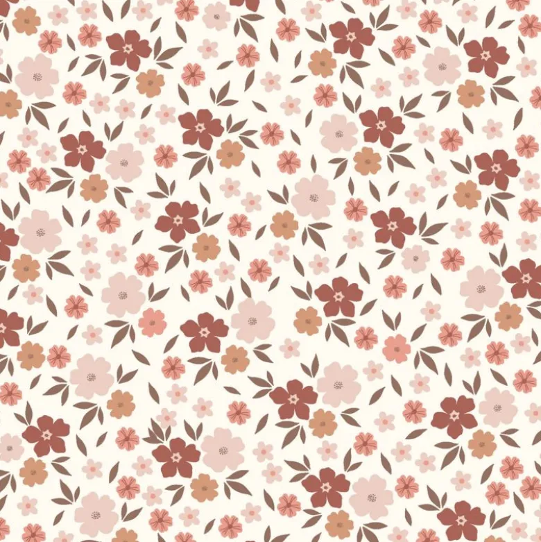 Tissu jersey de coton Daria motif fleurs fond blanc cassé - OEKO TEX