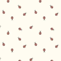 Tissu jersey de coton motif coccinelles fond blanc cassé - OEKO TEX