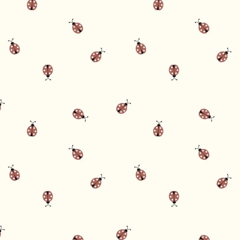Tissu jersey de coton motif coccinelles fond blanc cassé - OEKO TEX