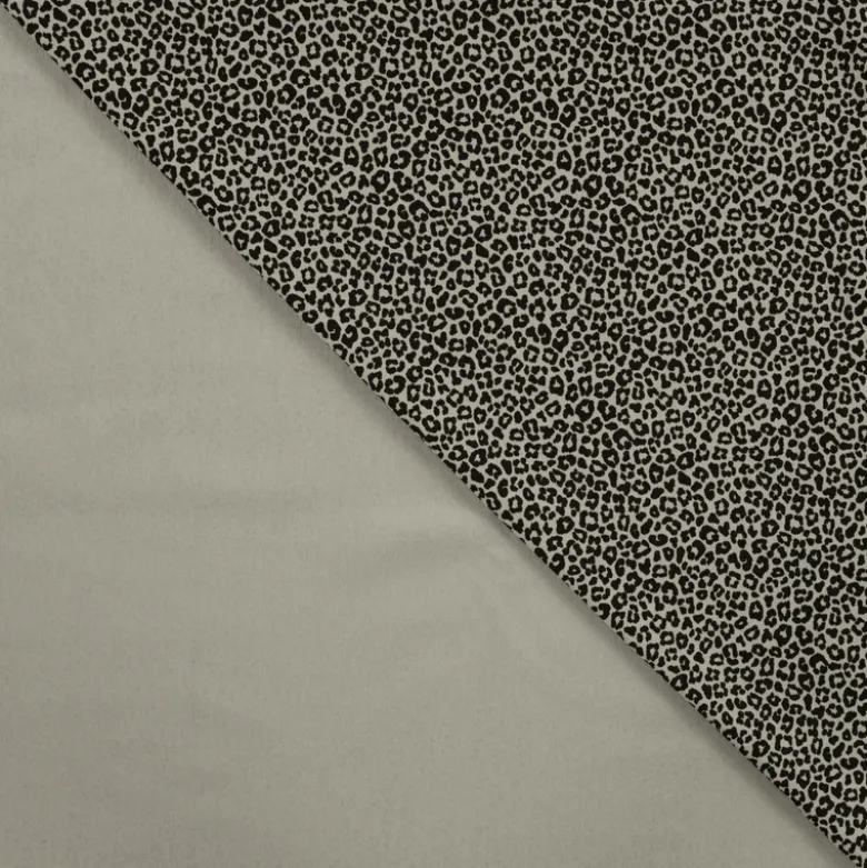 Tissu jersey de coton motif petit léopard fond kaki - OEKO TEX