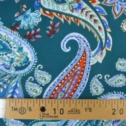 Tissu Jersey de Viscose – Motif paisley fond pétrole - OEKO TEX
