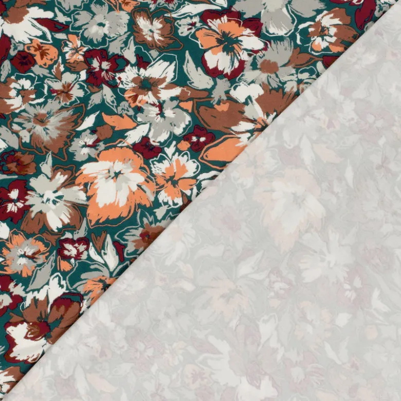 Tissu Jersey de Viscose motifs fleurs fond vert foncé - OEKO TEX