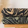 Tissu Jersey de Viscose motifs zebré Noir et Camel - OEKO TEX