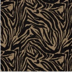 Tissu Jersey de Viscose motifs zebré Noir et Camel - OEKO TEX