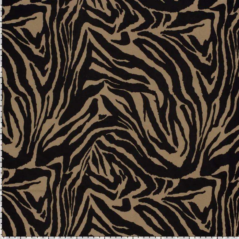 Tissu Jersey de Viscose motifs zebré Noir et Camel - OEKO TEX