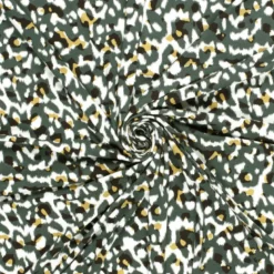 Tissu Jersey de Viscose – Motif Panthère Vert Sauvage - OEKO TEX