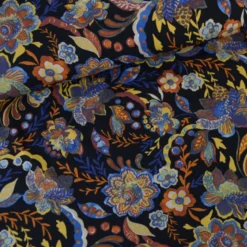 Tissu Jersey de Viscose motifs fleurs sur fond noir