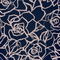 Tissu Jersey de Viscose Vortex motifs fleurs fond marine - OEKO TEX