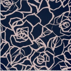 Tissu Jersey de Viscose Vortex motifs fleurs fond marine - OEKO TEX