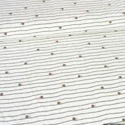 Tissu jersey enfant à motif rayures et escargots fond blanc cassé - OEKO TEX