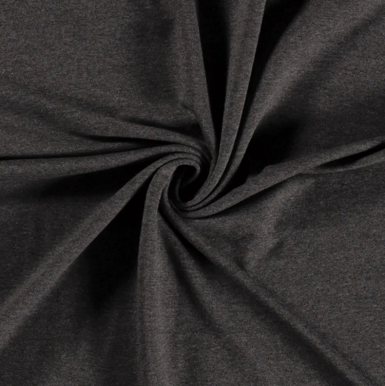 Tissu jersey French terry coloris gris foncé chiné - OEKO TEX