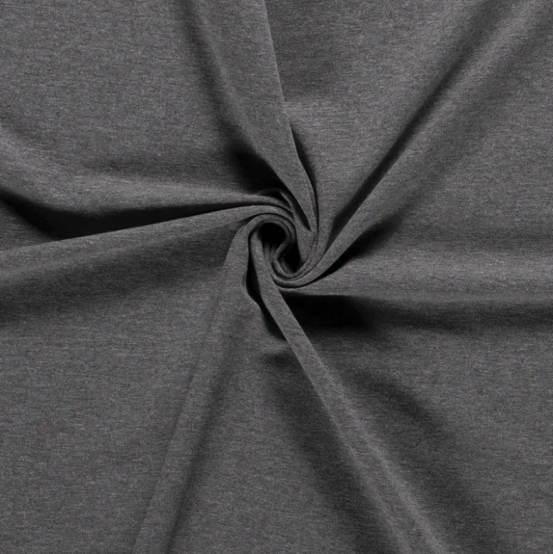 Tissu jersey French terry coloris gris moyen chiné - OEKO TEX