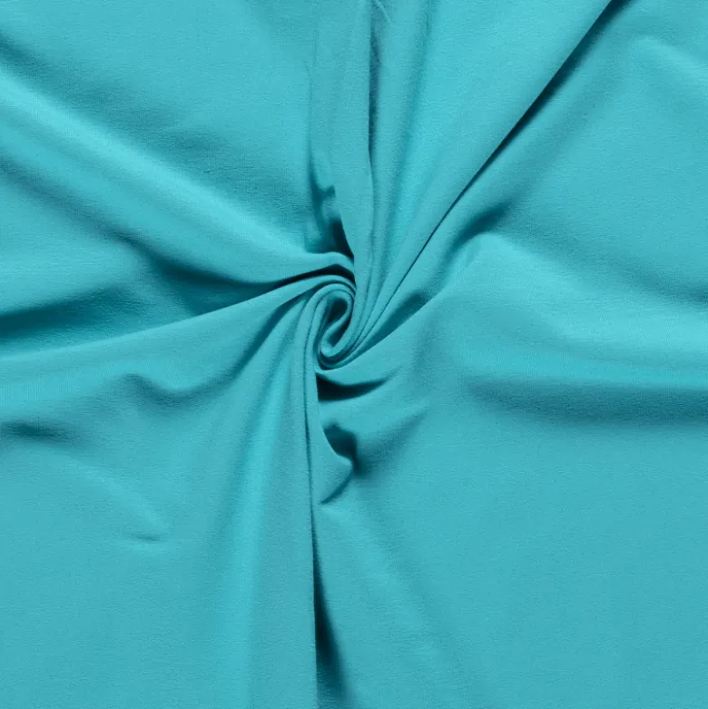 Tissu jersey French terry coloris bleu turquoise - OEKO TEX