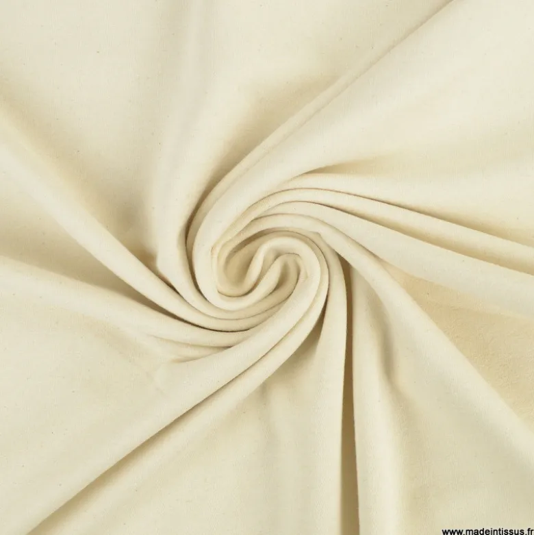 Tissu jersey French terry coton bio écru lavé - OEKO TEX