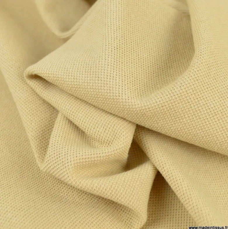 Tissu jersey maille polo Beige - OEKO TEX