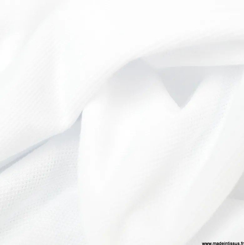 Tissu jersey maille polo Blanc - OEKO TEX