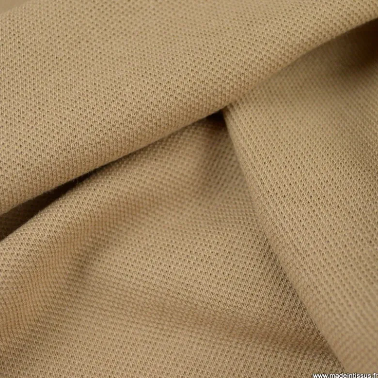 Tissu jersey maille polo Camel - OEKO TEX
