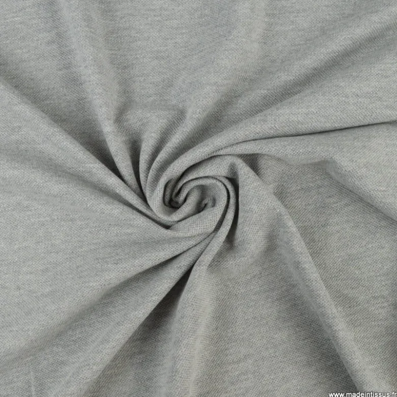 Tissu jersey maille polo gris chiné - OEKO TEX