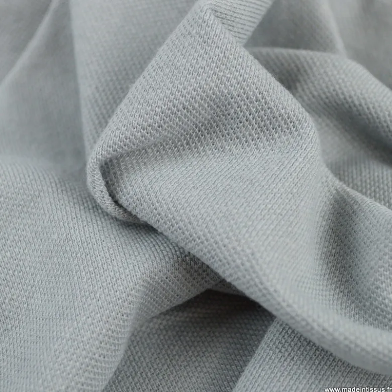 Tissu jersey maille polo gris - OEKO TEX