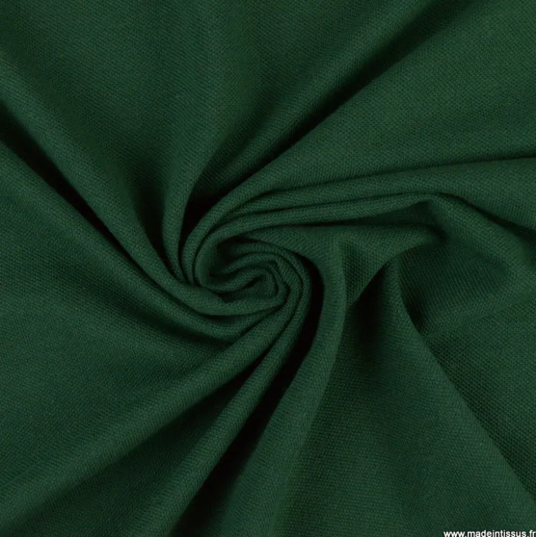 Tissu jersey maille polo vert sapin - OEKO TEX
