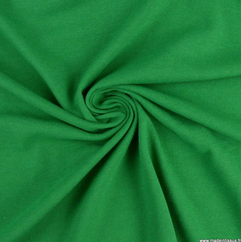 Tissu jersey maille polo vert - OEKO TEX