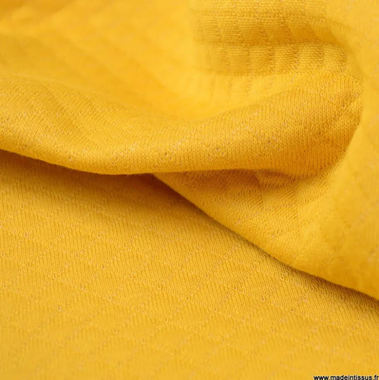 Tissu Jersey matelassé mini losange Moutarde - OEKO TEX standard 100