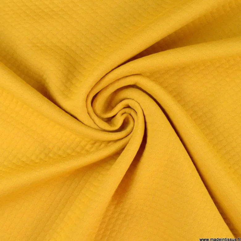 Tissu Jersey matelassé mini losange Moutarde - OEKO TEX standard 100