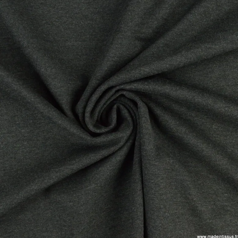 Tissu Jersey milano uni coloris gris foncé - OEKO TEX