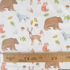 Tissu jersey motif animaux de la foret - OEKO TEX
